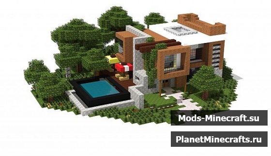 Схема постройки дома Villa Woodlove в майнкрафт [schematic minecraft]